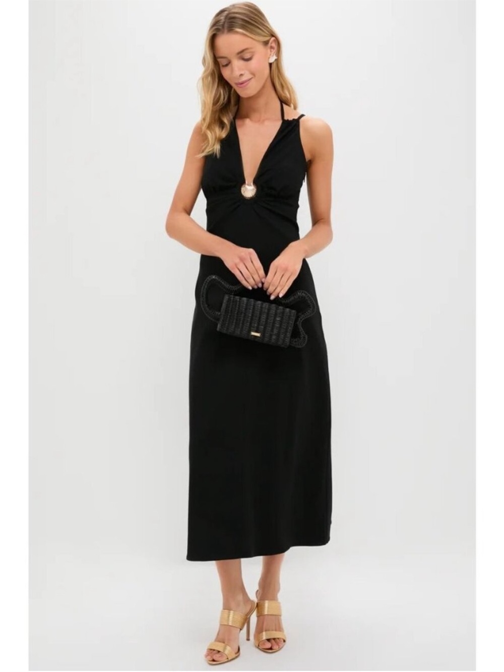 Hyacinth House Seashell Dionis Midi Dress in Black Medium New Womens